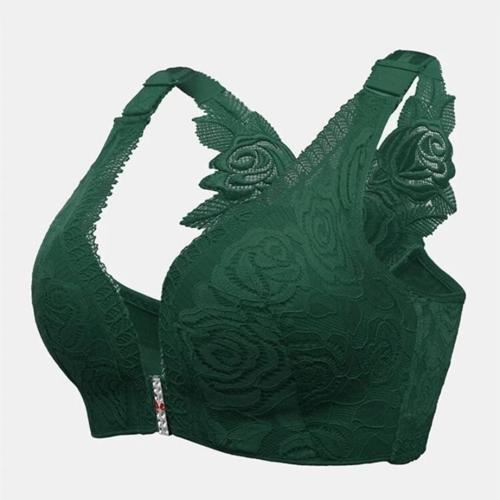Rose front closure wireless bra